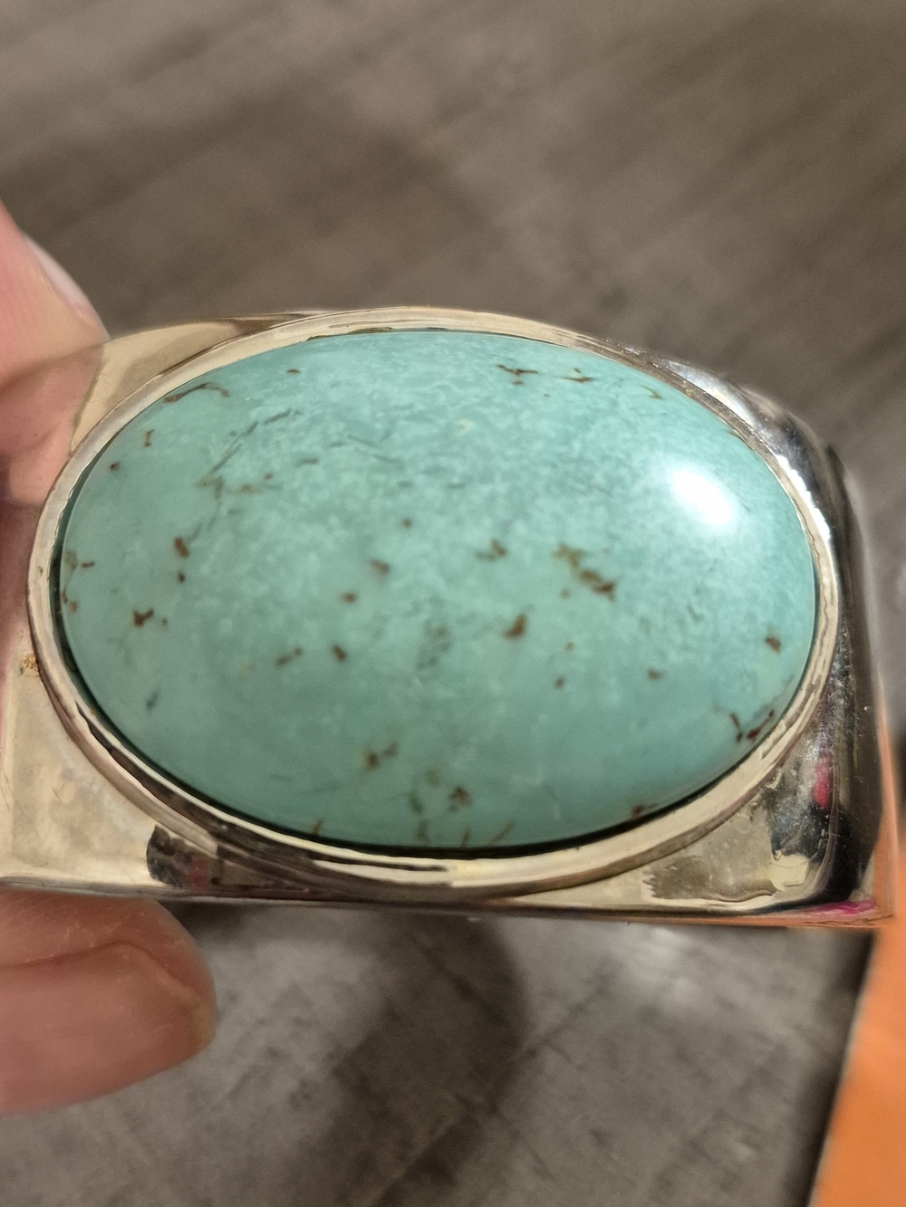 Turquoise Stone Silver Cuff Bracelet